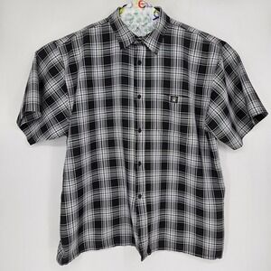 Lowrider Shirt Mens 3XL Black Plaid Cholo Chicano Casual Button Up Short Sleeve